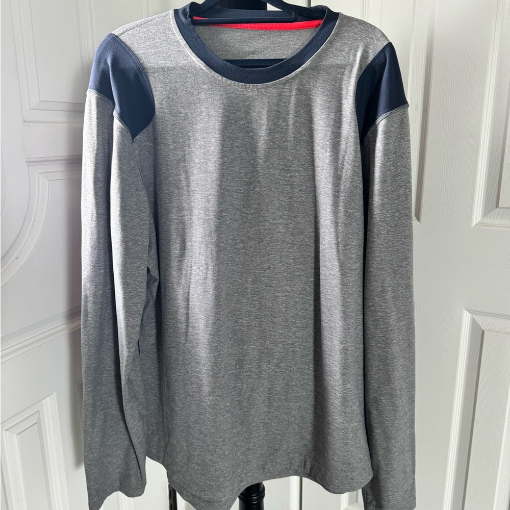 Lululemon Men Sprint Long Sleeve Shirt Heathered Slate Gray Elbow Patches XL $88 - Picture 5 of 9